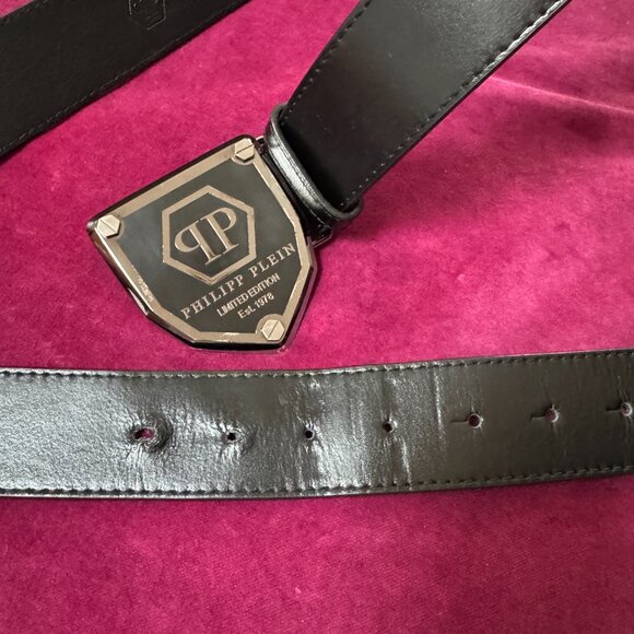 PHILIPP PLEIN Leather Belt Hexagon, Size 115 - Picture 7 of 17